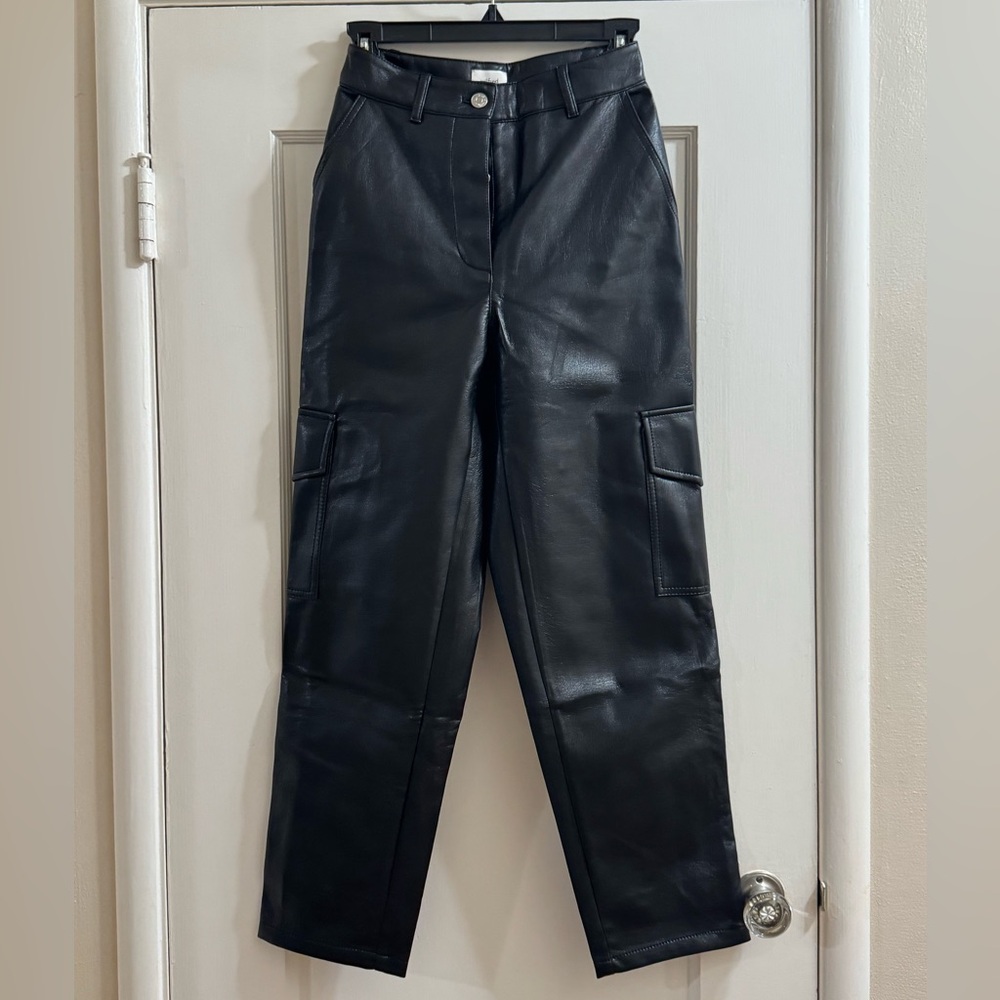 Wilfred Black Leather Cargo Pants